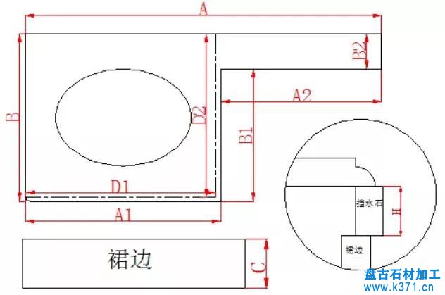 洗手臺面石、窗臺石、門檻石測量方式